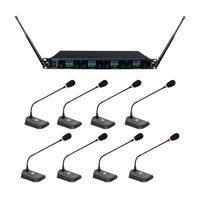 PROFESSIONAL DIGITAL UHF PLL WIRELESS MIC SYSTEM WITH EIGHT CONFERENCE PODIUM MICROPHONES